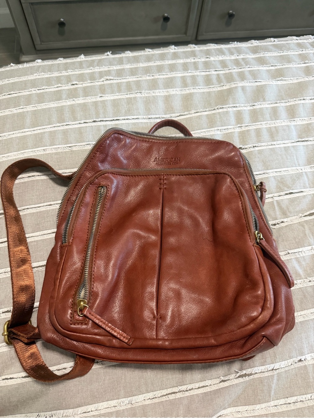 American Leather Rust Brown Leather Backpack